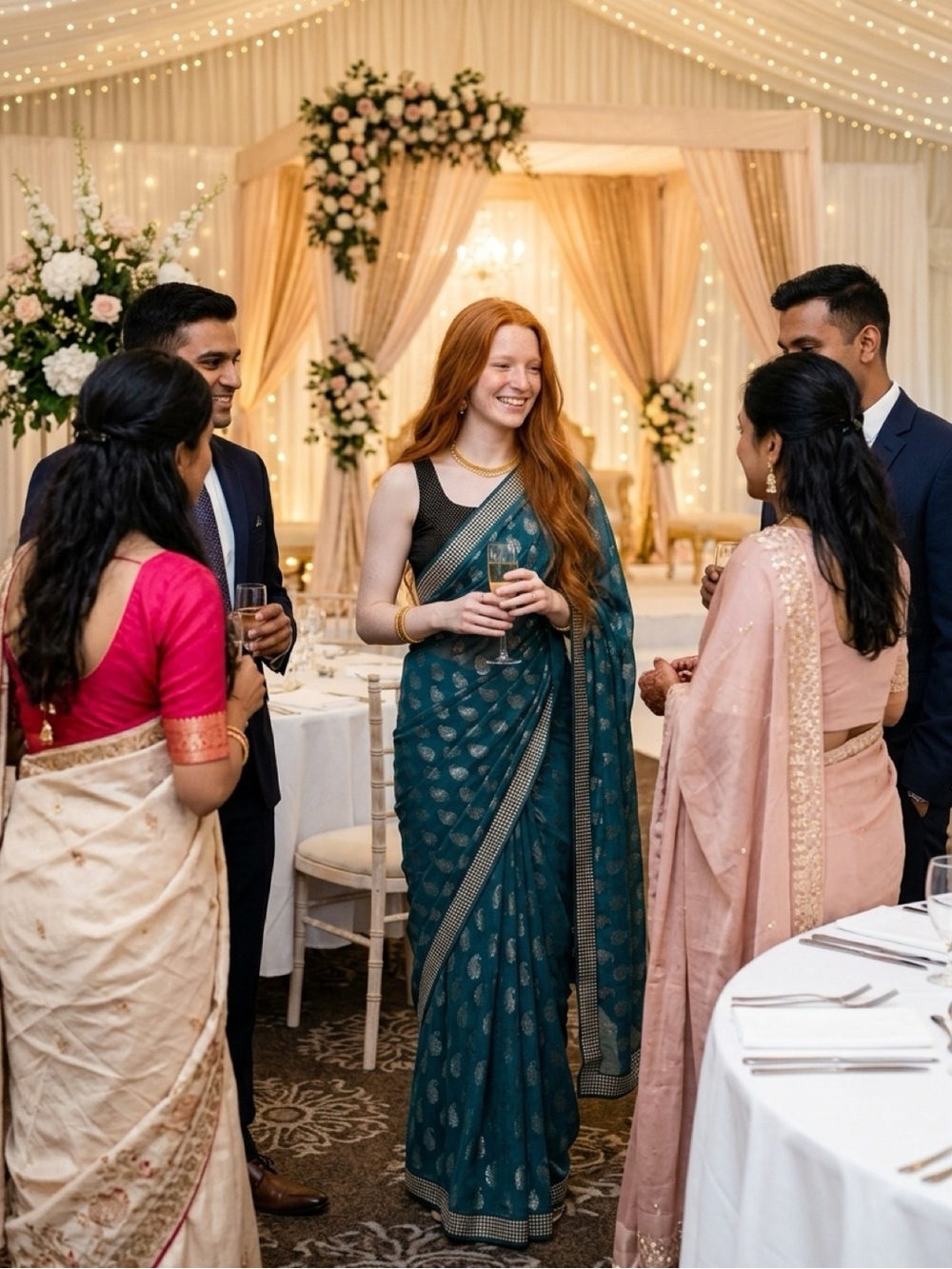 Teal Printed Saree with Silver Motifs